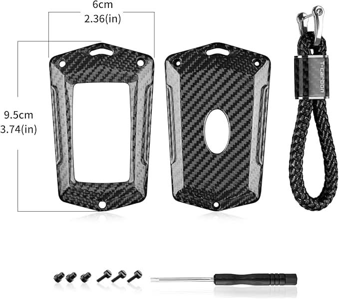 T-Carbon Premium Carbon Fiber Key Fob Cover for Land Rover & Jaguar - Protective Key Case with Keychain
