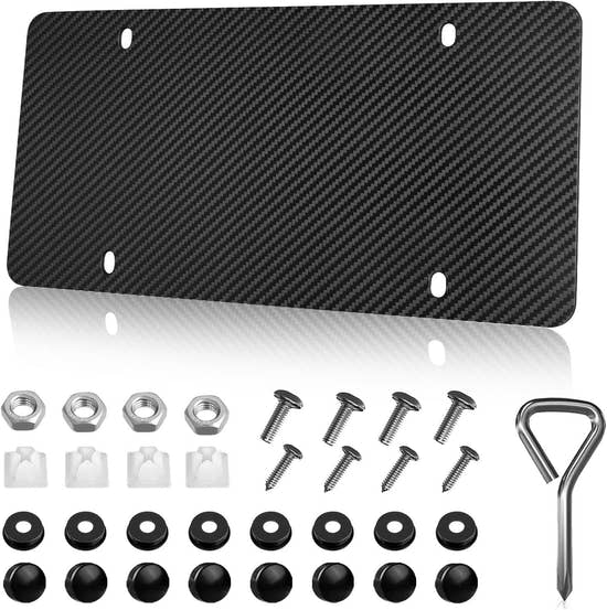 T-carbon Carbon Fiber Reinforce Backing Plate for License Plate Fits US Canada Standard Plates-Matte Black