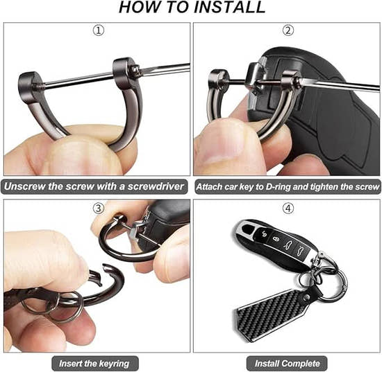 Premium Carbon Fiber Keychain - Lightweight Car Key Holder with Spring Buckle & D-Ring