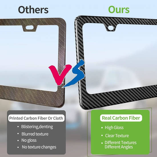T-carbon Real Carbon Fiber License Plate Frame Fit for US CAN Cars, 2 Holes