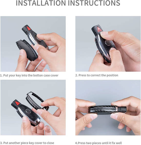 T-carbon Real Carbon Fiber Key Fob Cover Compatible with Mercedes Benz