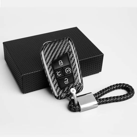 Carbon Fiber Key Fob Cover for VW Atlas & Tiguan 2020-2024 | Premium Key Case with Keychain