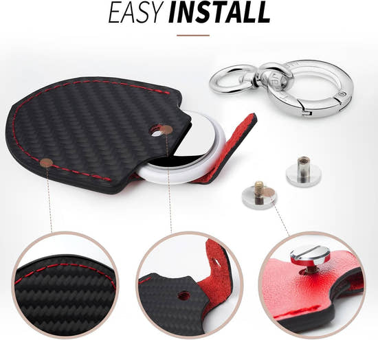 T-carbon Airtag Holder for Key Fob with Keychain