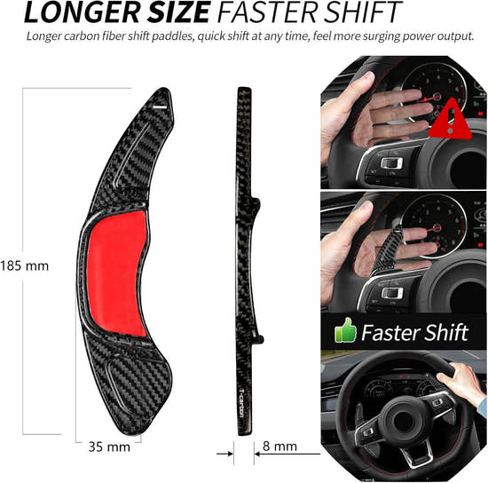 T-carbon Paddle Shifter Extensions Fits Volkswagen MK7