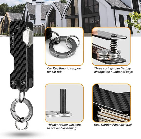 Carbon Fiber Key Organizer - Compact Smart Key Holder for 2-6 Keys