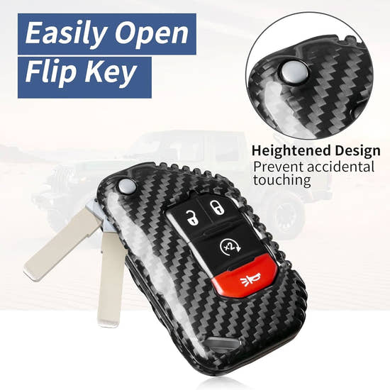 T-carbon Real Carbon Fiber Key Fob Cover Compatible with Jeep