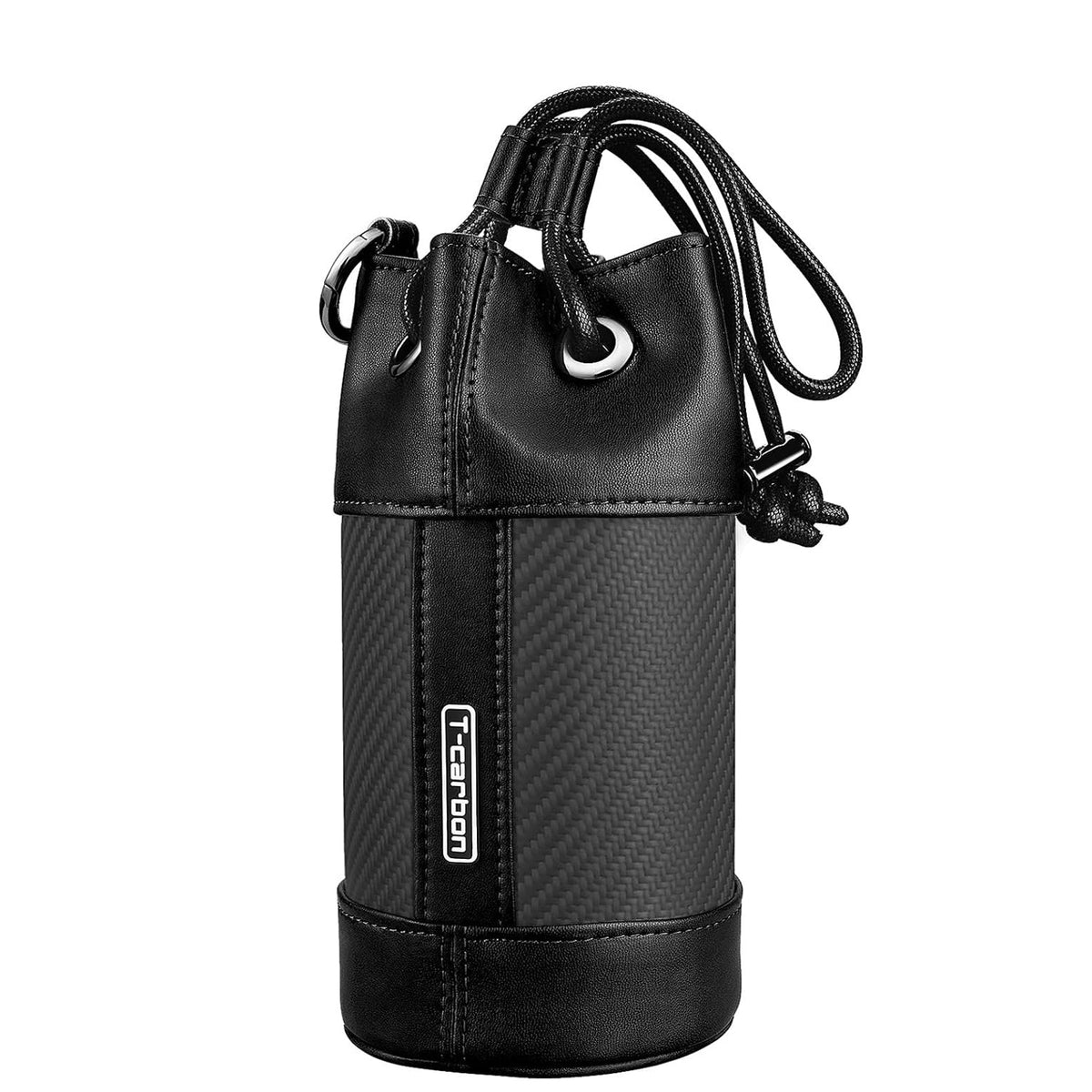 Black carbon fiber multi-sport ball pouch, front view