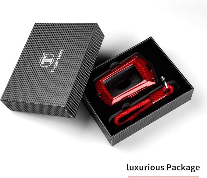 T-Carbon Premium Carbon Fiber Key Fob Cover for Land Rover & Jaguar - Protective Key Case with Keychain