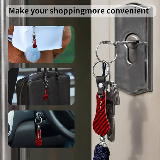 Carbon Fiber Fiber Shopping Cart Tokens Keychain - 4 Pack Quarter Holder Key Ring