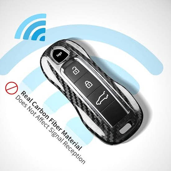 T-carbon Carbon Fiber Key Fob Cover Fits for Porsche Cayenne 918 Panamera 2018-2024