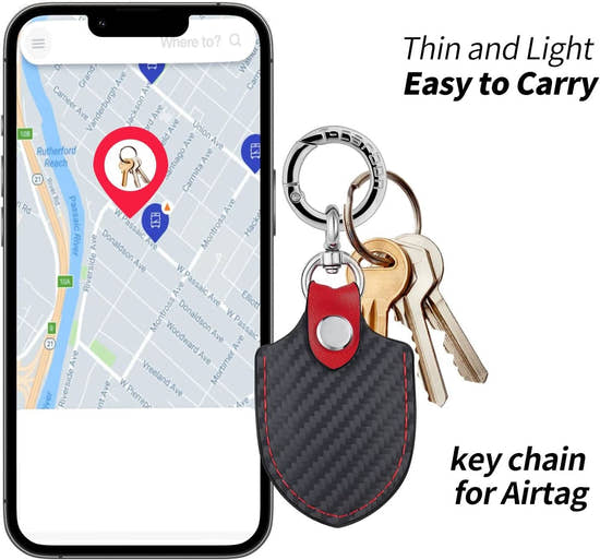 T-carbon Airtag Holder for Key Fob with Keychain
