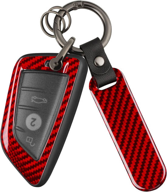Premium Carbon Fiber Key Fob Cover for BMW - Luxury Keychain Case with Keyring