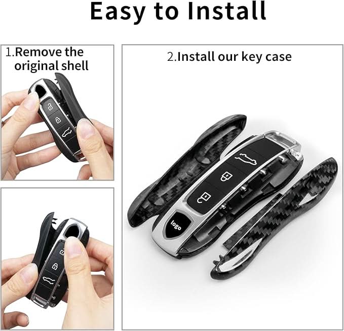 T-carbon Carbon Fiber Key Fob Cover Compatible with Porsche 2018-2024