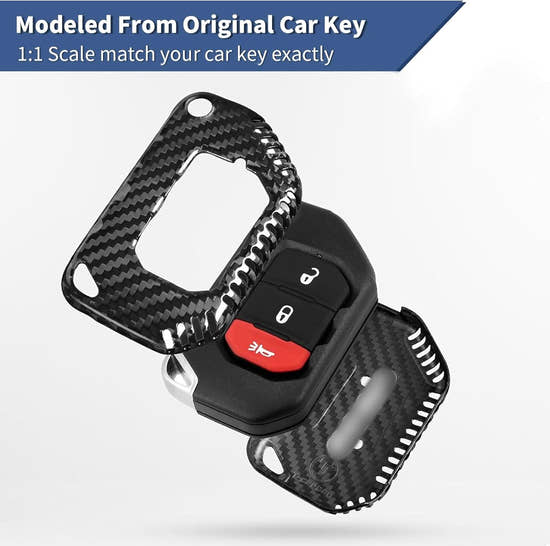 T-carbon Real Carbon Fiber Key Fob Cover Compatible with Jeep