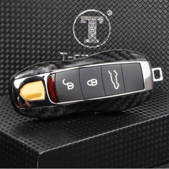 T-carbon Carbon Fiber Key Fob Cover Replacement (Side Blades) Fits for Porsche