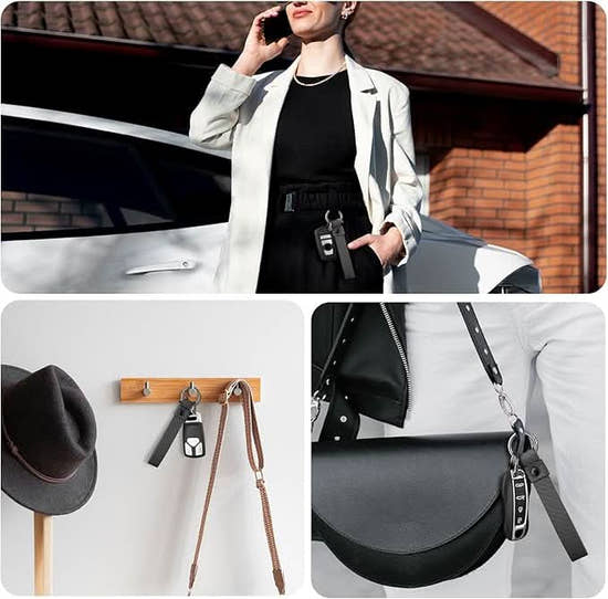 Carbon Fiber Leather Motorcycle Keychain - Premium Key Holder Accessory for Bikers | Men & Women