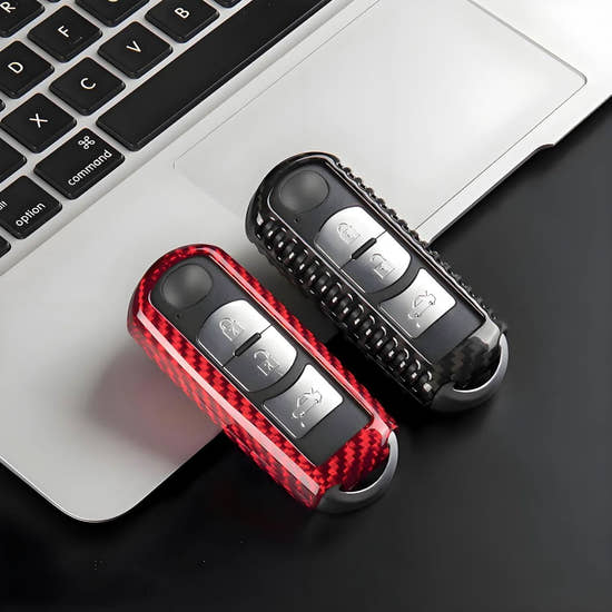 Carbon Fiber Key Fob Cover for Mazda 3 6 CX-5 CX-7 CX-9 MX-5 Miata (2009-2019)