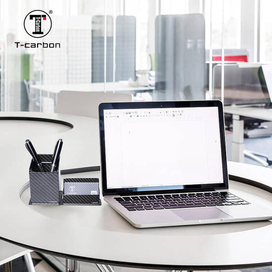 Premium Carbon Fiber Business Card Holder for Desk - Professional Card Display Stand Organizer (Holds 30-50 Cards)