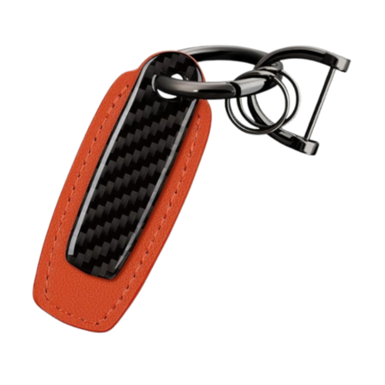 T-carbon Genuine Leather Key Chain for Car Keys,Key Fob Keychain with Anti-Lost D-Ring,Car Key Accessories