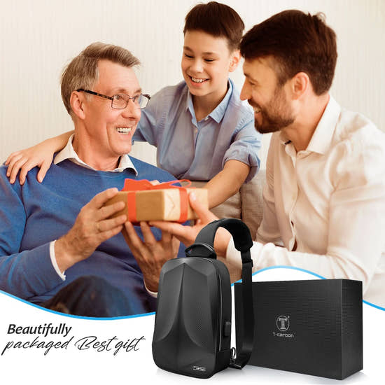 T-carbon Real Carbon fiber Anti-Theft Crossbody Bag with USB and Reset Lock