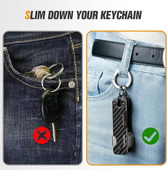 Carbon Fiber Key Organizer - Compact Smart Key Holder for 2-6 Keys