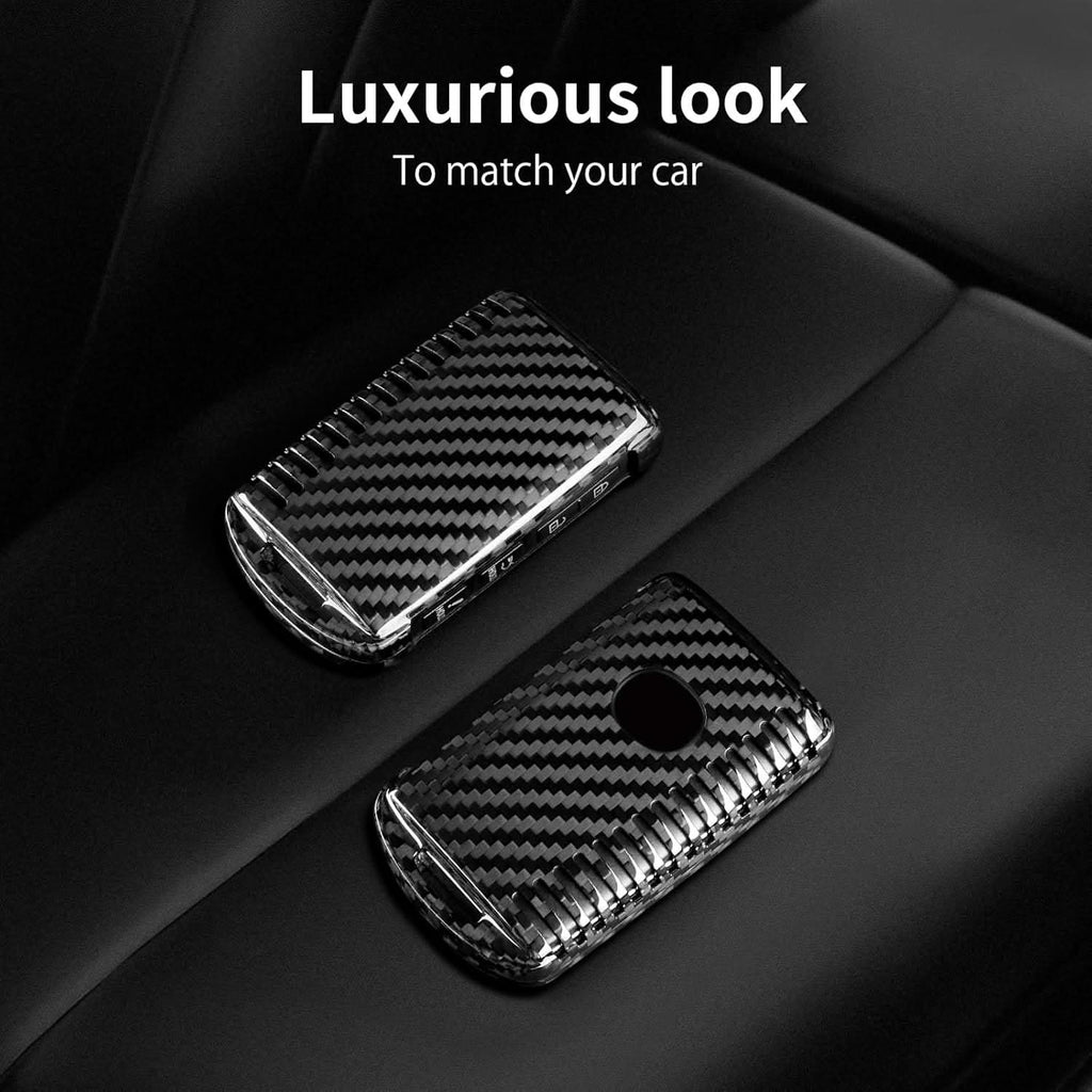 Carbon Fiber Key Fob Cover for Mazda 3 6 CX-30 CX-5 CX-50 CX-9 CX-90 - Premium Protective Case with Keychain