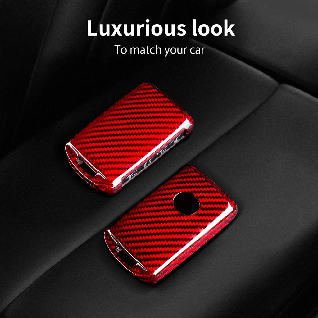 Carbon Fiber Key Fob Cover for Mazda 3 6 CX-30 CX-5 CX-50 CX-9 CX-90 - Premium Protective Case with Keychain