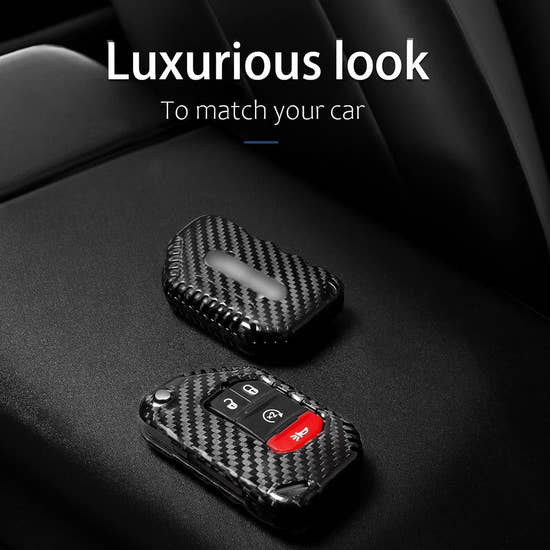 T-carbon Real Carbon Fiber Key Fob Cover Compatible with Jeep