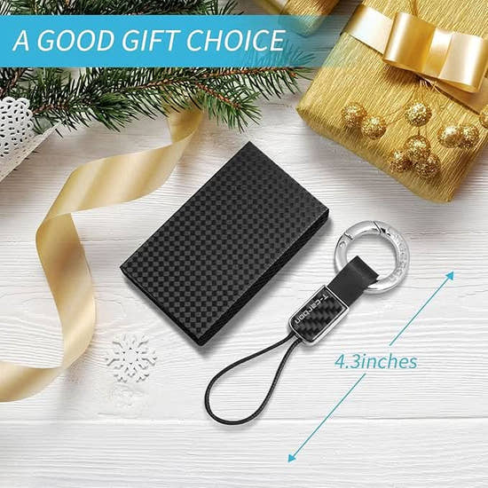 Premium Carbon Fiber Keychain for Porsche Key Fob - Luxury Car Key Holder with Lanyard