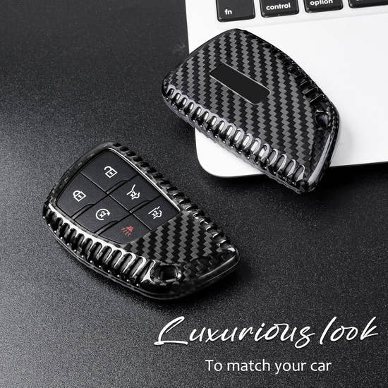 T-carbon Real Carbon Fiber Key Fob Cover Compatible with GMC