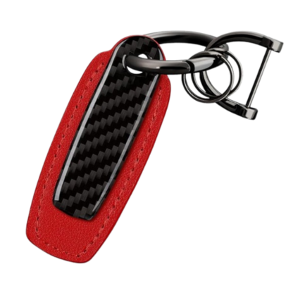 T-carbon Genuine Leather Key Chain for Car Keys,Key Fob Keychain with Anti-Lost D-Ring,Car Key Accessories