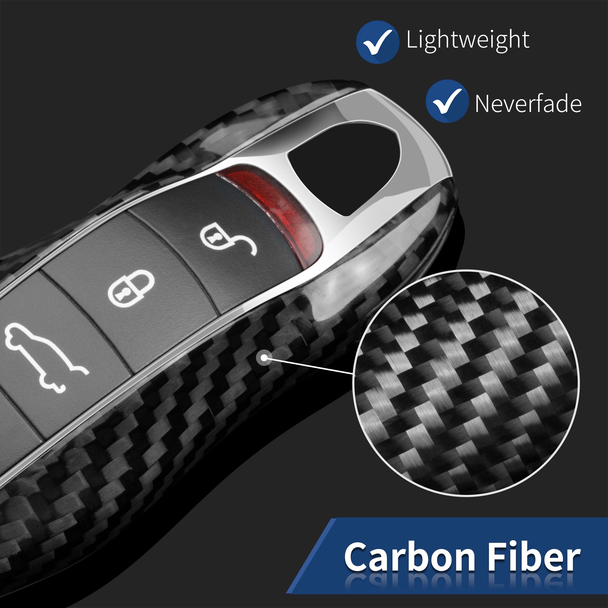 Key Fob Shell Replacement for Porsche Cayenne, Panamera, Boxster, Cayman, Macan, 718, 911