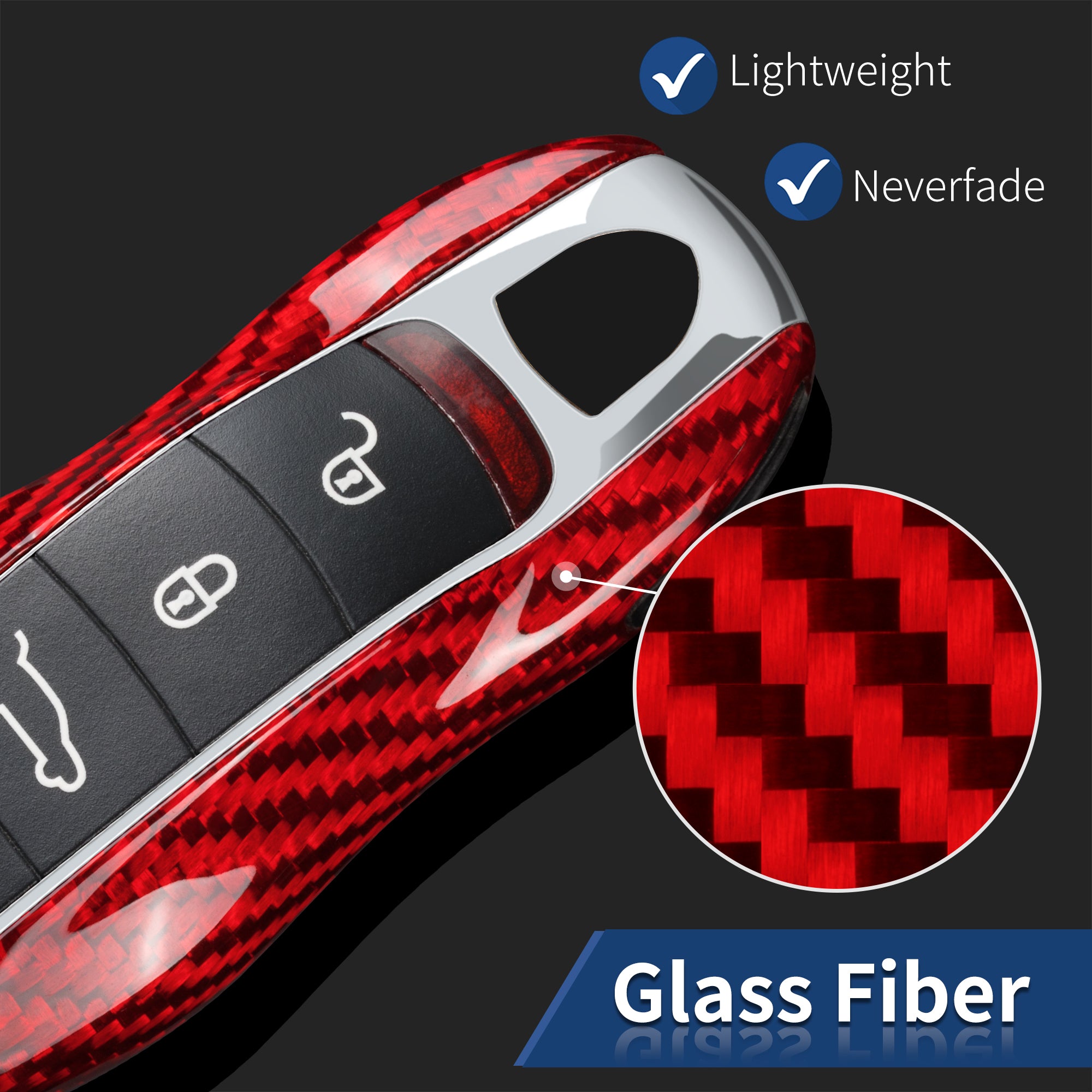Key Fob Shell Replacement for Porsche Cayenne, Panamera, Boxster, Cayman, Macan, 718, 911