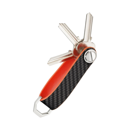 Premium Carbon Fiber Key Organizer - Compact Leather Key Holder with Silent Design, Holds Up to 8 Keys