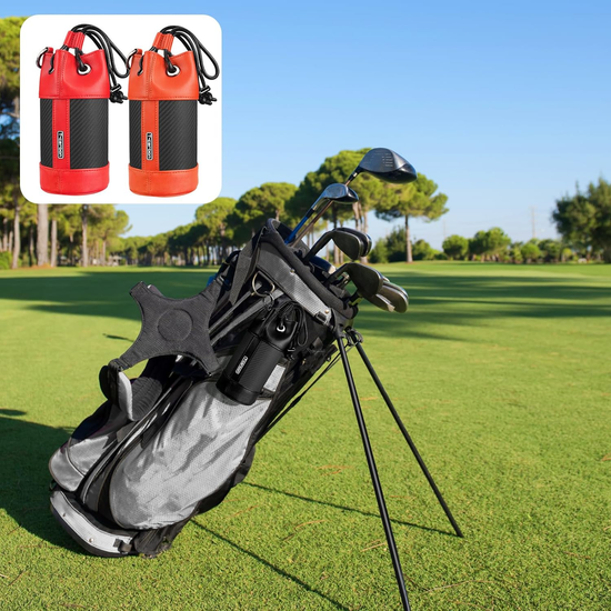 T-carbon Carbon Fiber & Leather Golf Valuables Pouch with Drawstrings