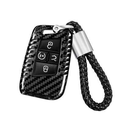 Carbon Fiber Key Fob Cover for VW Atlas & Tiguan 2020-2024 | Premium Key Case with Keychain