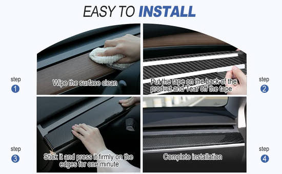 T-carbon Real Carbon Fiber Dashboard Trim Cover Compatible with Tesla Model 3 / Y 2017-2023