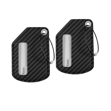 Premium Leather Luggage Tags 2-Pack - Durable Travel Suitcase ID Labels with Stainless Steel Loop