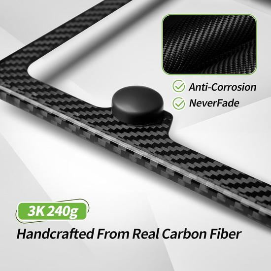 T-carbn Real Carbon Fiber License Plate Frame Fit for US CAN Cars, 2 Holes