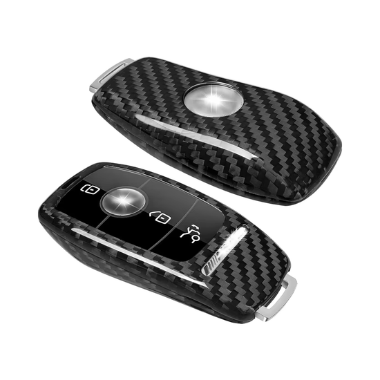 T-carbon Real Carbon Fiber Key Fob Cover Compatible with Mercedes Benz,