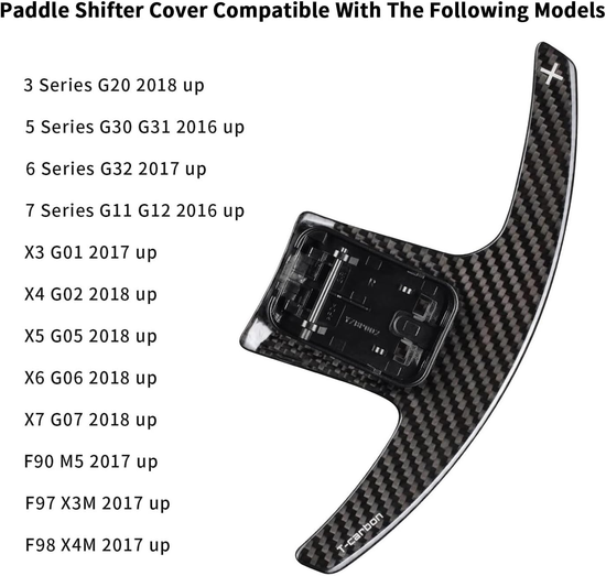 T-carbon Carbon Fiber Paddle Shifter Extension Cover Compatible with BMW