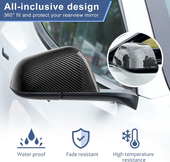T-carbon Carbon Fiber Side Mirror Cover Compatible with Tesla