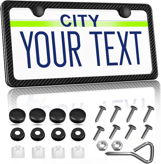 T-carbn Real Carbon Fiber License Plate Frame Fit for US CAN Cars, 2 Holes