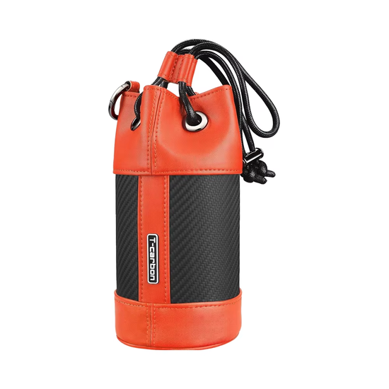 T-carbon Carbon Fiber & Leather Golf Valuables Pouch with Drawstrings