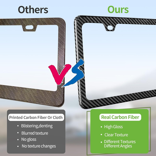 T-carbn Real Carbon Fiber License Plate Frame Fit for US CAN Cars, 2 Holes