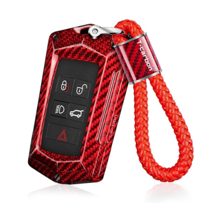 T-Carbon Premium Carbon Fiber Key Fob Cover for Land Rover & Jaguar - Protective Key Case with Keychain