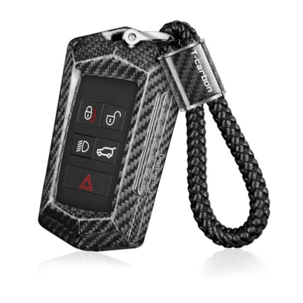T-Carbon Premium Carbon Fiber Key Fob Cover for Land Rover & Jaguar - Protective Key Case with Keychain